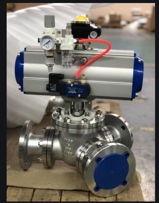 氣動三通L型鑄件球閥